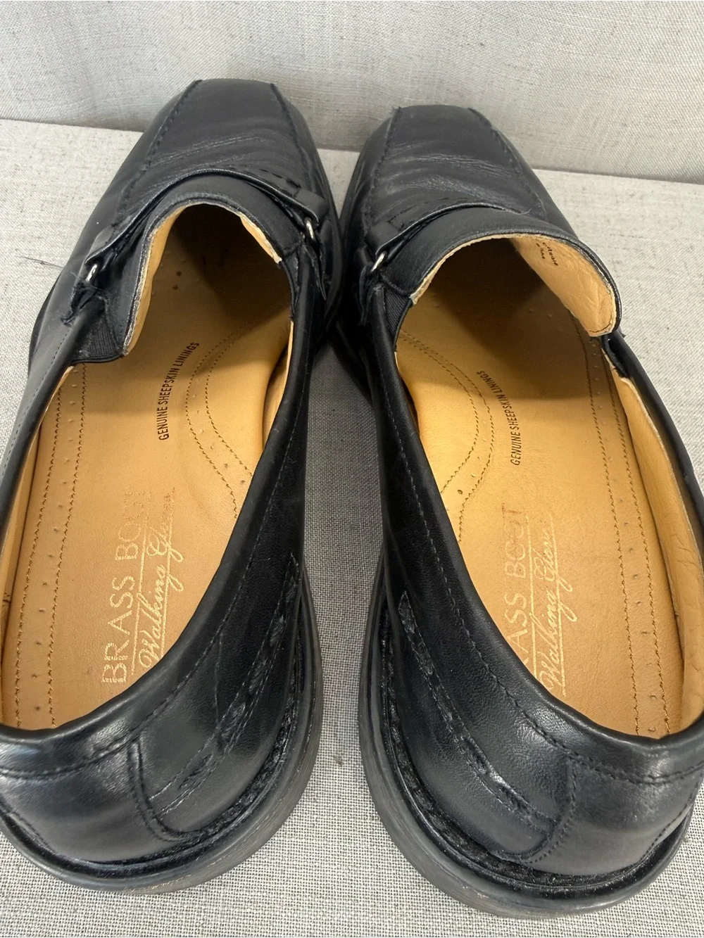 Brass Boot Walking Glove Shoes Sz 8.5 Loafers Black Soft  Leather